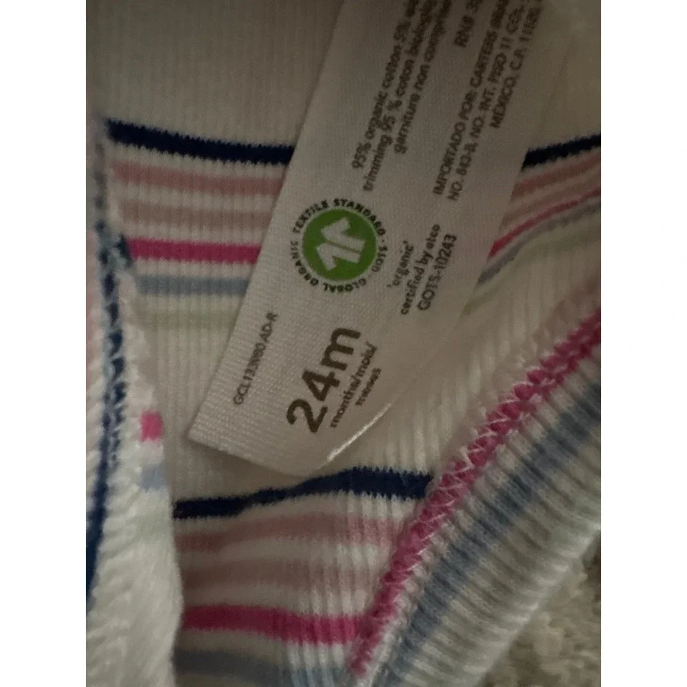 21. Little Planet Carters Organic Cotton Striped Long Sleeve Bodysuit 24M Pink